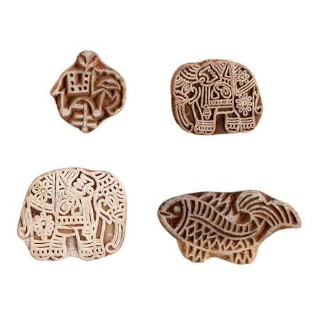 Set of 4 Piece New Mix Wooden Printing Block